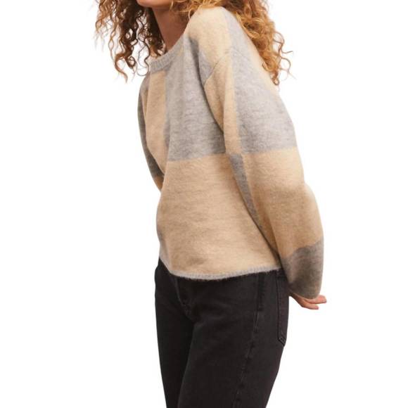 NEW Z SUPPLY rosi blocked sweater in grey - Picture 4 of 4